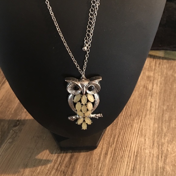 Owl Pendant - Jewelled with 24" Chain - Picture 3 of 9